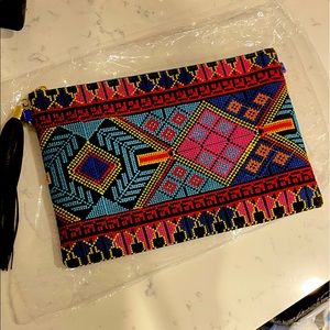NEW Gorgeous Crosstitch Bam Forever Tassel Clutch
